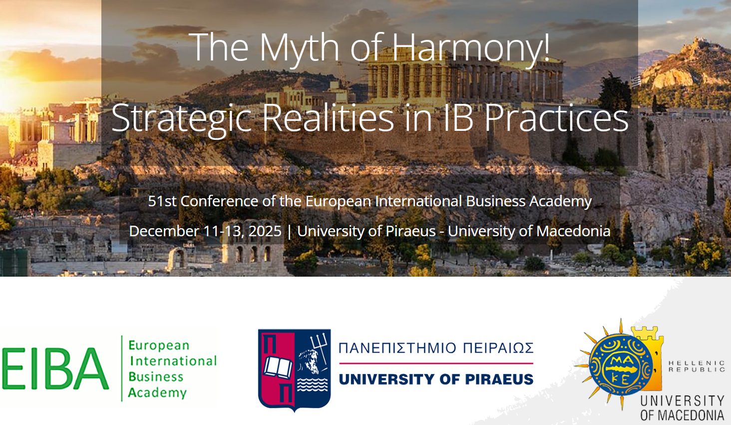 Το 51ο Ετήσιο Διεθνές Συνέδριο της European International Business Academy (EIBA) έρχεται στην Αθήνα!